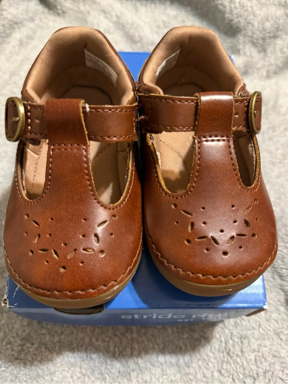 Stride Rite Brown Leather T-Strap Baby Mary Janes